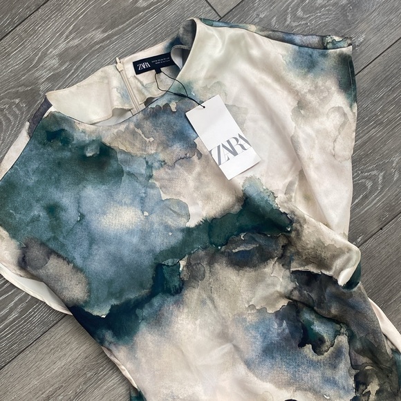 🆕 2024 ZARA TIE DYE SATIN EFFECT MIDI DRESS - Picture 9 of 11